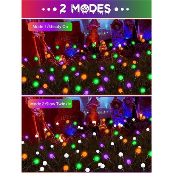 6 Pack Halloween Decorations Outdoor Solar Pathway Lights, Solar Firefly Lights - Picture 4 of 7